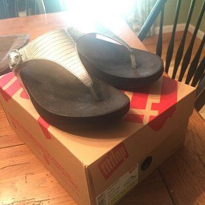 Ladies Silver Fitflop Wedge Sandals